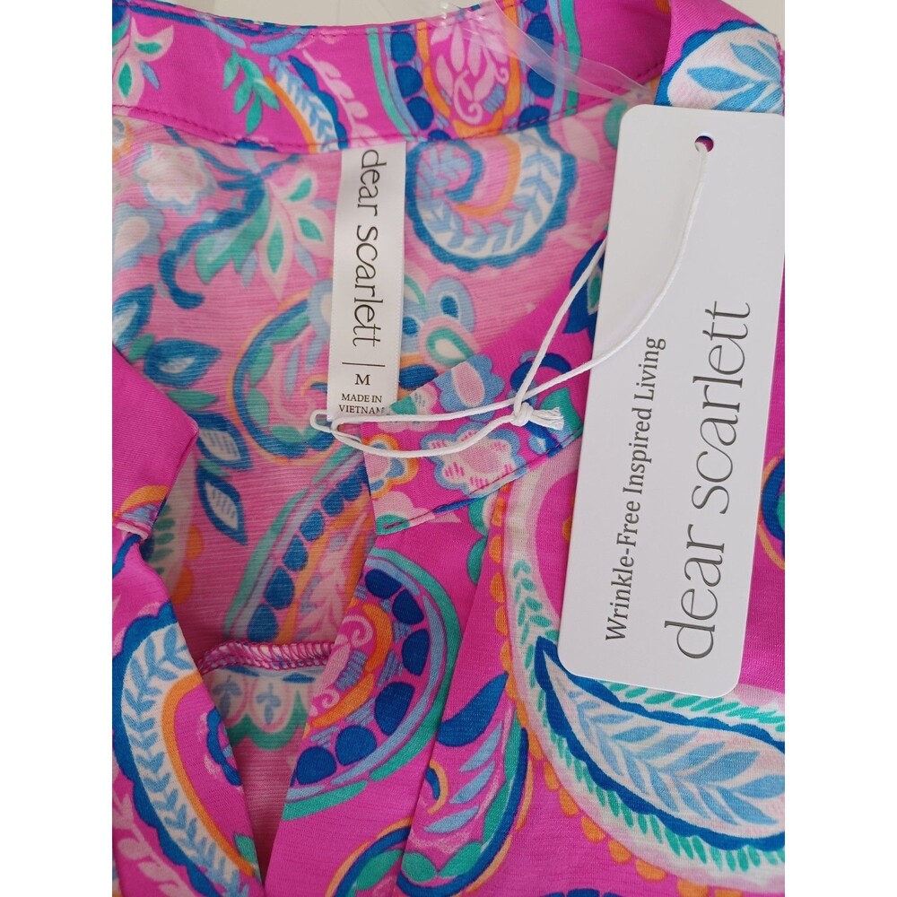 Dear Scarlett NWT Womens Shirt Sz M Pinks Paisley Flowy Lightweight - Picture 3 of 4